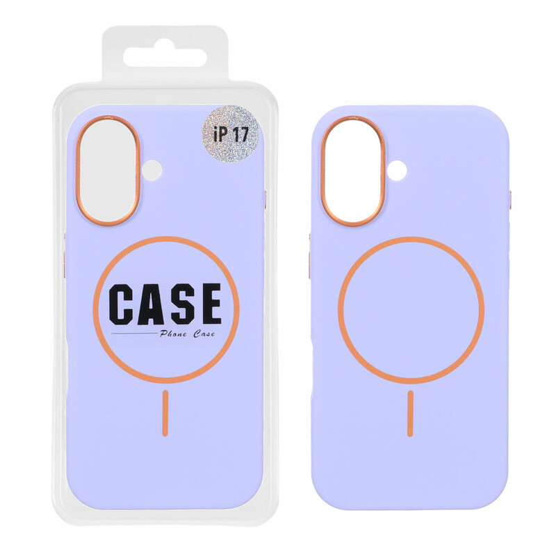 قاب سیلیکونی پاک کنی اورجینال درجه یک MagSafe لنز فلزی Apple iPhone 17 - بنفش روشن (پک دار) - MPS