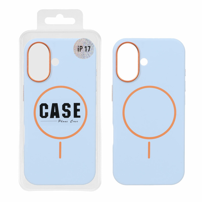 قاب سیلیکونی پاک کنی اورجینال درجه یک MagSafe لنز فلزی Apple iPhone 17 - آبی روشن (پک دار) - MPS
