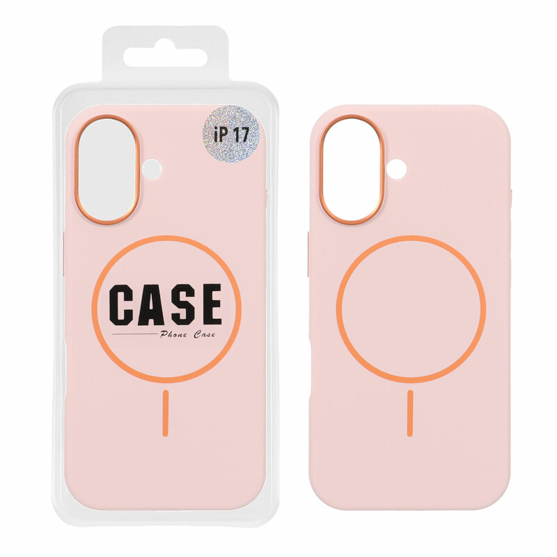 قاب سیلیکونی پاک کنی اورجینال درجه یک MagSafe لنز فلزی Apple iPhone 17 - صورتی چرک (پک دار) - MPS