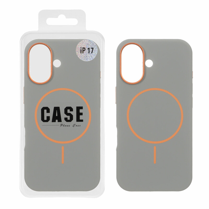 قاب سیلیکونی پاک کنی اورجینال درجه یک MagSafe لنز فلزی Apple iPhone 17 - طوسی (پک دار) - MPS