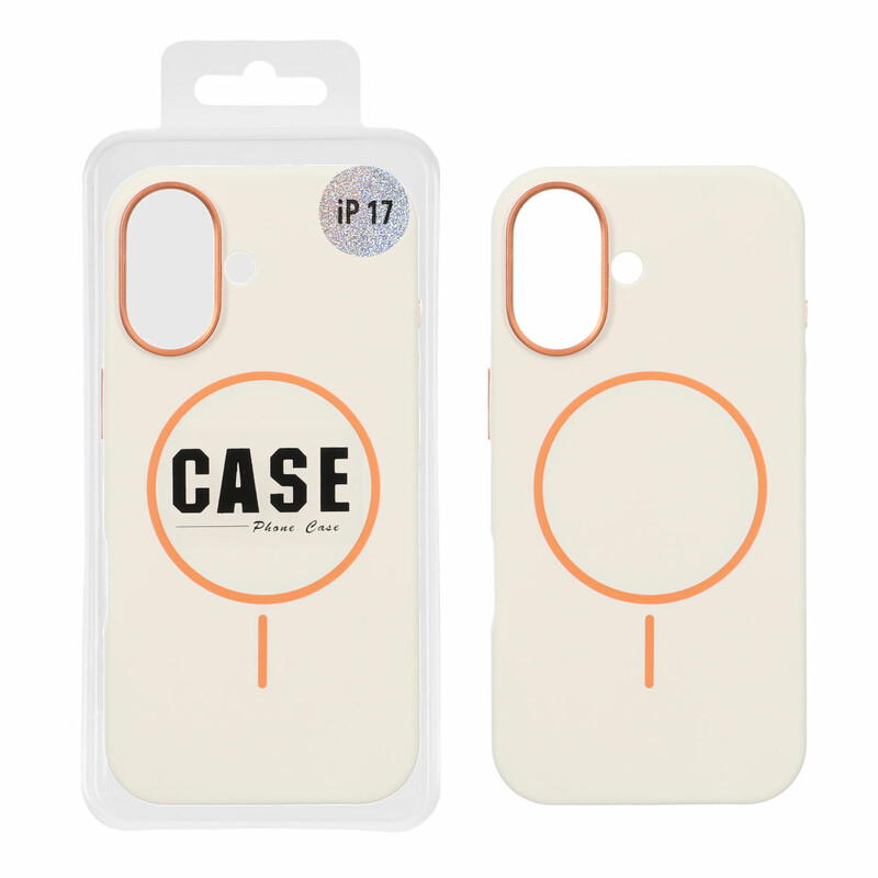 قاب سیلیکونی پاک کنی اورجینال درجه یک MagSafe لنز فلزی Apple iPhone 17 - کرم (پک دار) - MPS