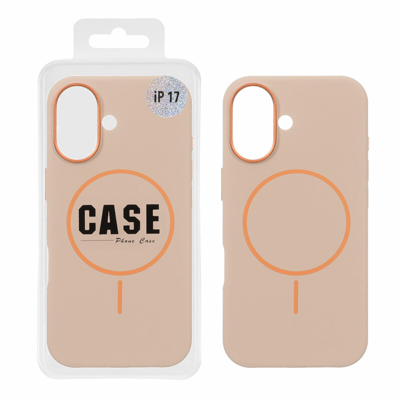قاب سیلیکونی پاک کنی اورجینال درجه یک MagSafe لنز فلزی Apple iPhone 17 - صحرایی (پک دار) - MPS