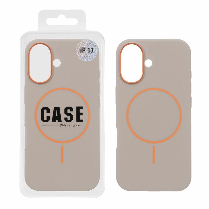 قاب سیلیکونی پاک کنی اورجینال درجه یک MagSafe لنز فلزی Apple iPhone 17 - خاکی (پک دار) - MPS