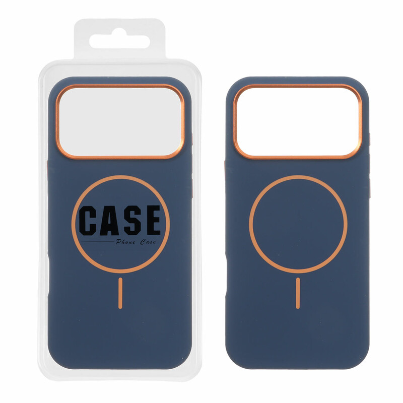 قاب سیلیکونی پاک کنی اورجینال درجه یک MagSafe لنز فلزی Apple iPhone 17 Pro Max - سرمه ای (پک دار) - MPS