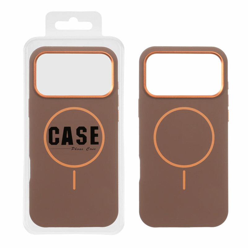 قاب سیلیکونی پاک کنی اورجینال درجه یک MagSafe لنز فلزی Apple iPhone 17 Pro Max - قهوه ای (پک دار) - MPS
