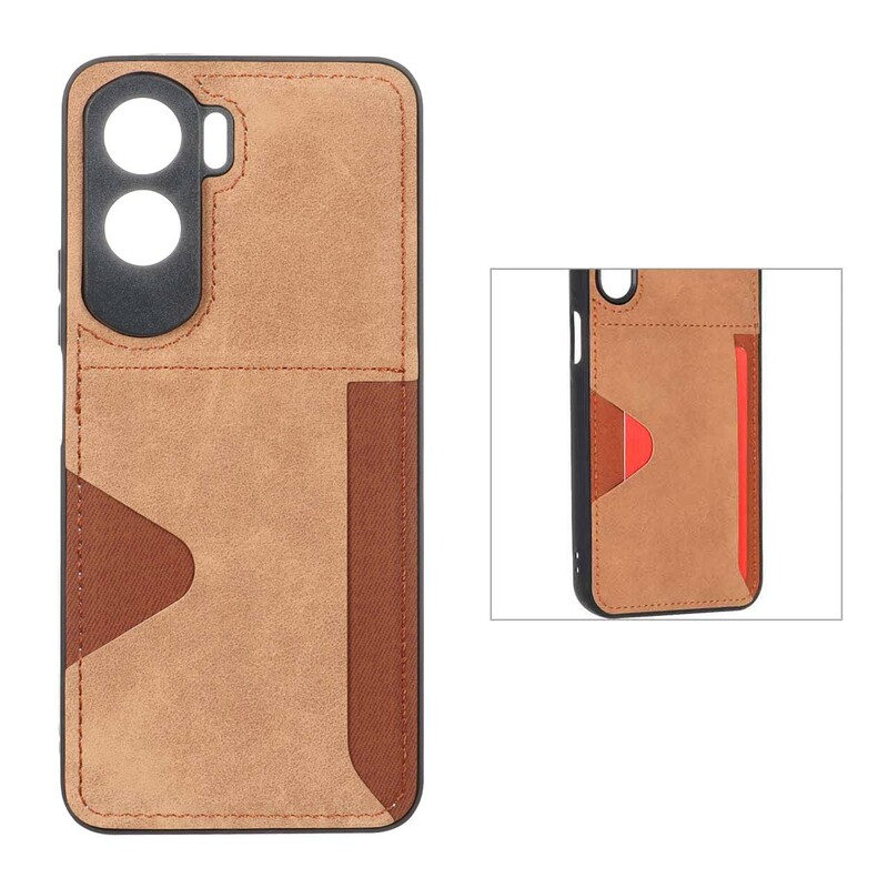 قاب جیر دوخت دار جاکارتی محافظ لنزدار Honor 90 Lite - قهوه ای