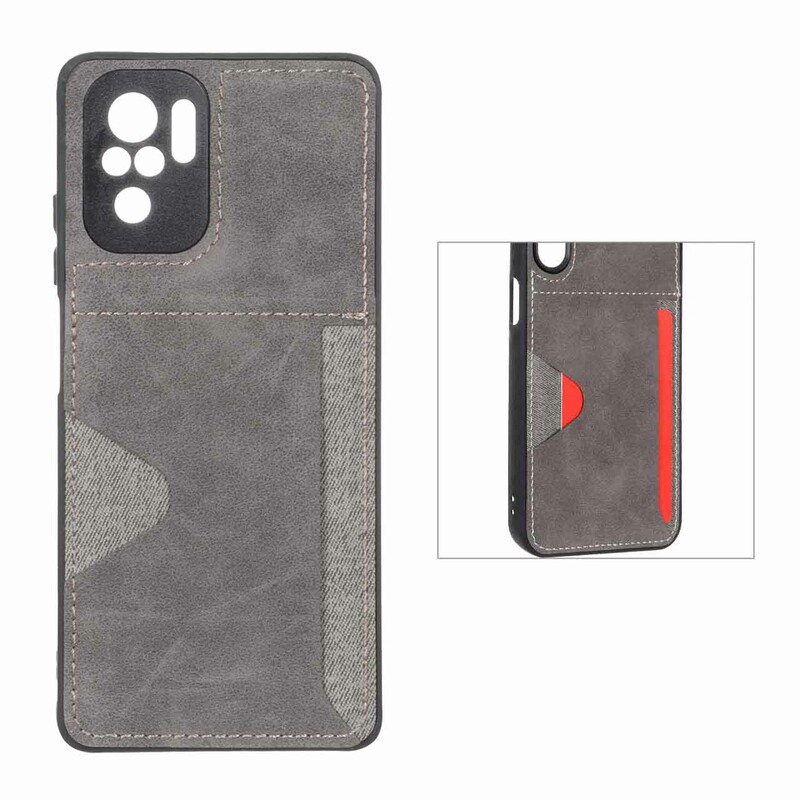 قاب جیر دوخت دار جاکارتی محافظ لنزدار Xiaomi Redmi Note 10 4G / Redmi Note 10S / Poco M5S - خاکستری