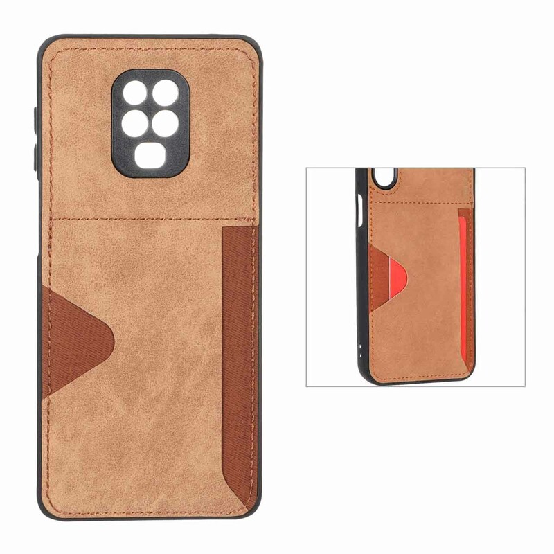 قاب جیر دوخت دار جاکارتی محافظ لنزدار Xiaomi Redmi Note 9S / Redmi Note 9 Pro / Redmi Note 9 Pro Max - قهوه ای