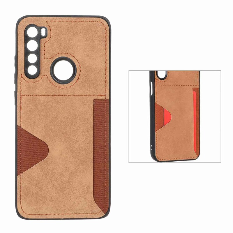 قاب جیر دوخت دار جاکارتی محافظ لنزدار Xiaomi Redmi Note 8 - قهوه ای