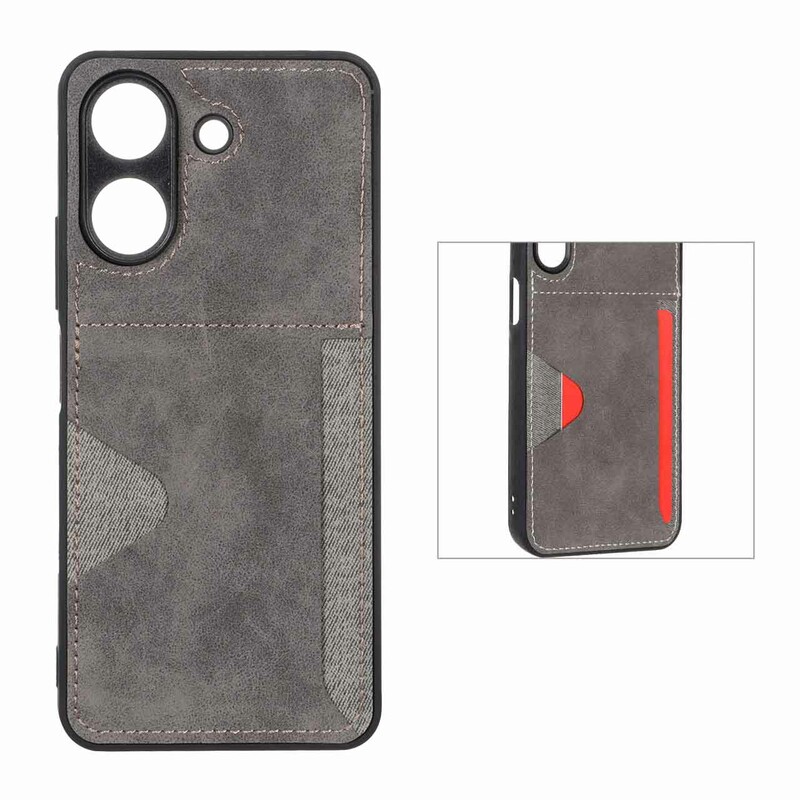 قاب جیر دوخت دار جاکارتی محافظ لنزدار Xiaomi Redmi 13C / Poco C65 - خاکستری