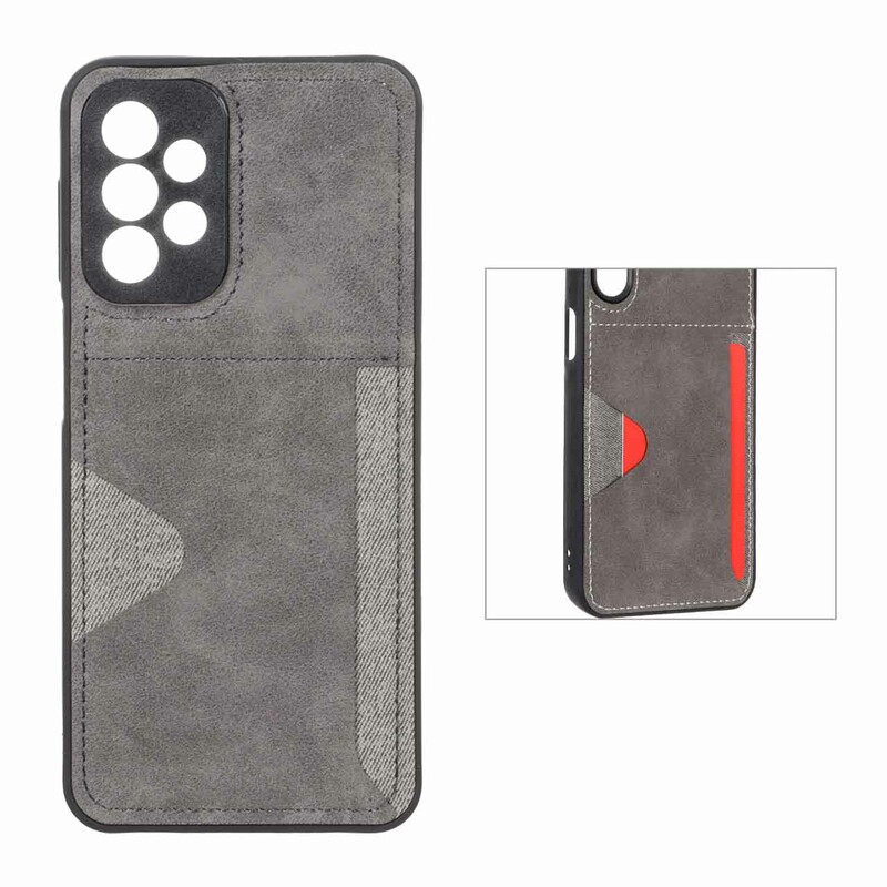 قاب جیر دوخت دار جاکارتی محافظ لنزدار Samsung Galaxy A23 - خاکستری