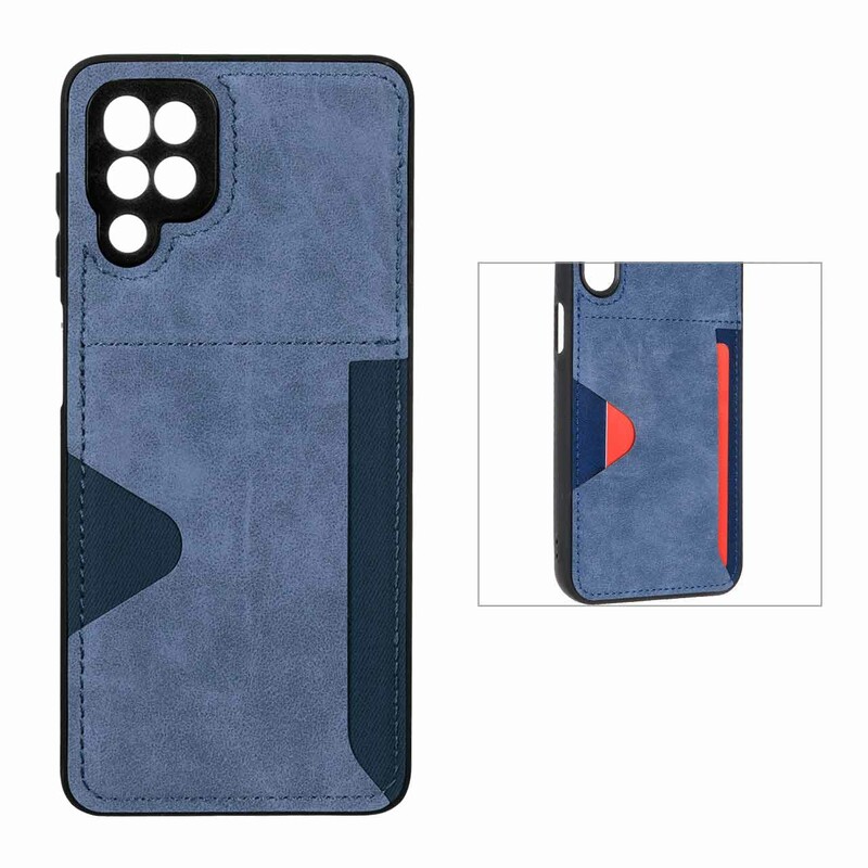 قاب جیر دوخت دار جاکارتی محافظ لنزدار Samsung Galaxy A12 / M12 / F12 - سرمه ای