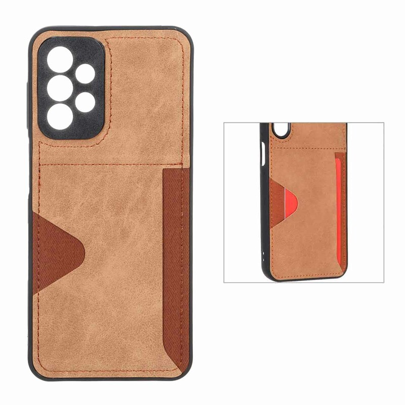 قاب جیر دوخت دار جاکارتی محافظ لنزدار Samsung Galaxy A23 - قهوه ای