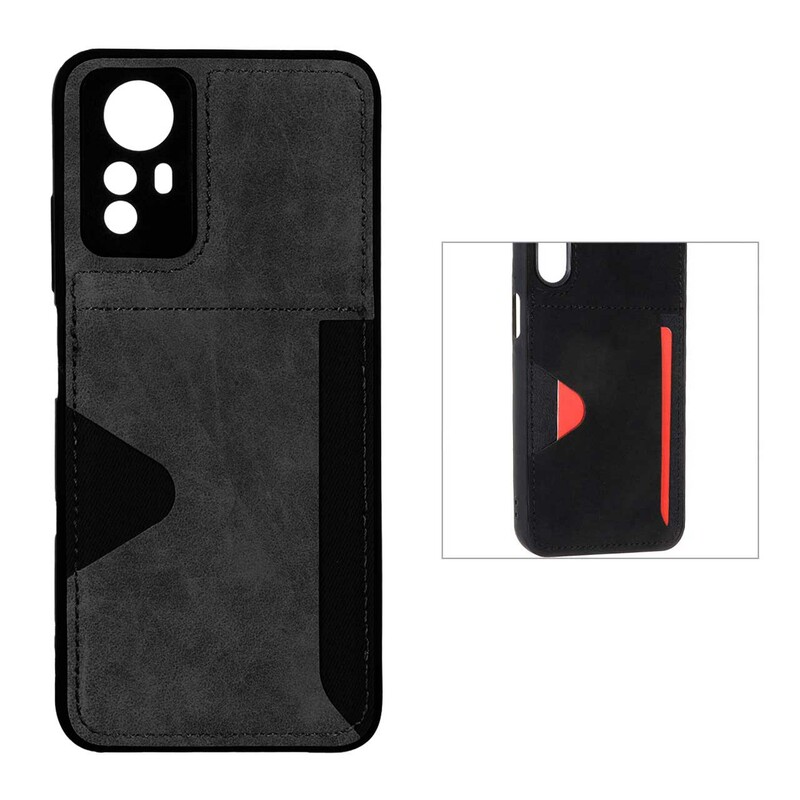 قاب جیر دوخت دار جاکارتی محافظ لنزدار Xiaomi Redmi Note 12S - مشکی