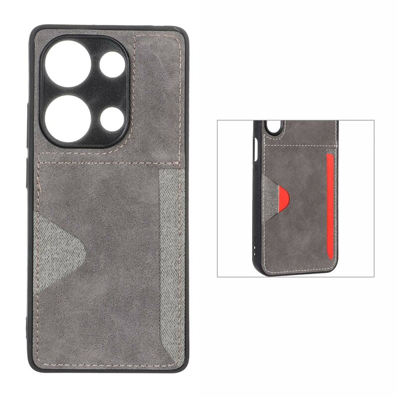 قاب جیر دوخت دار جاکارتی محافظ لنزدار Xiaomi Redmi Note 14S / Note 13 Pro 4G / Poco M6 Pro 4G - خاکستری