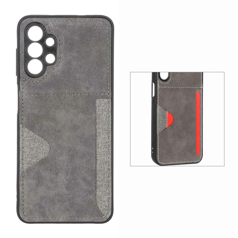 قاب جیر دوخت دار جاکارتی محافظ لنزدار Samsung Galaxy A13 4G - خاکستری