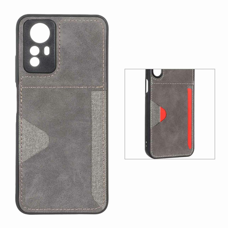 قاب جیر دوخت دار جاکارتی محافظ لنزدار Xiaomi Redmi Note 12S - خاکستری