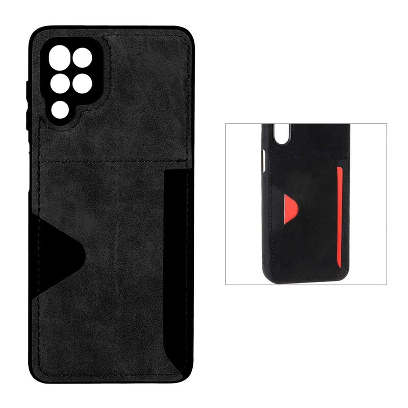 قاب جیر دوخت دار جاکارتی محافظ لنزدار Samsung Galaxy A12 / M12 / F12 - مشکی