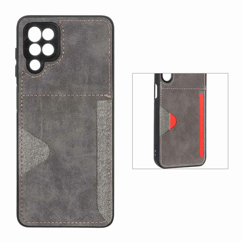 قاب جیر دوخت دار جاکارتی محافظ لنزدار Samsung Galaxy A12 / M12 / F12 - خاکستری