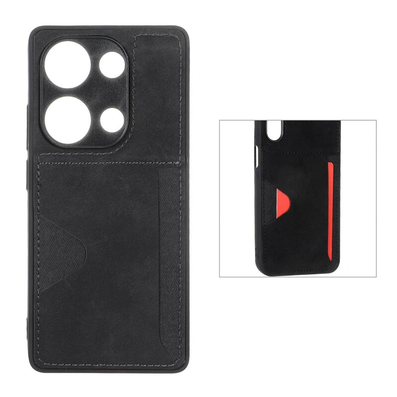 قاب جیر دوخت دار جاکارتی محافظ لنزدار Xiaomi Redmi Note 14S / Note 13 Pro 4G / Poco M6 Pro 4G - مشکی