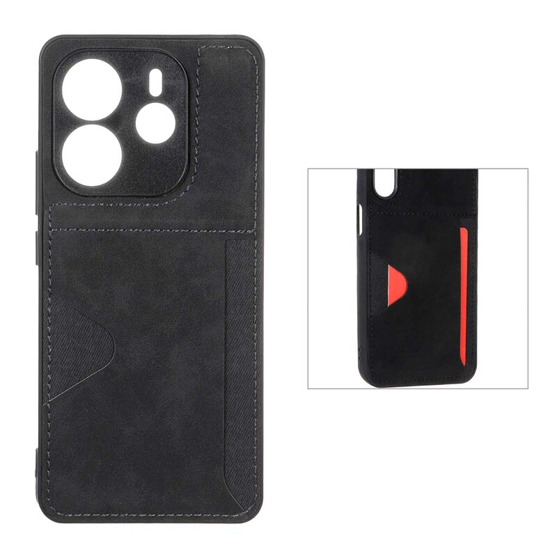 قاب جیر دوخت دار جاکارتی محافظ لنزدار Xiaomi Redmi Note 14 4G - مشکی