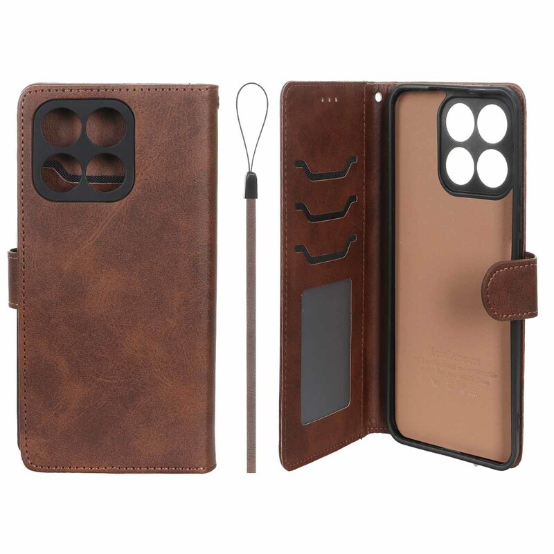 کیف موبایل مگنتی درجه یک داخل خز MNC Plus مدل Honor X8a - قهوه ای