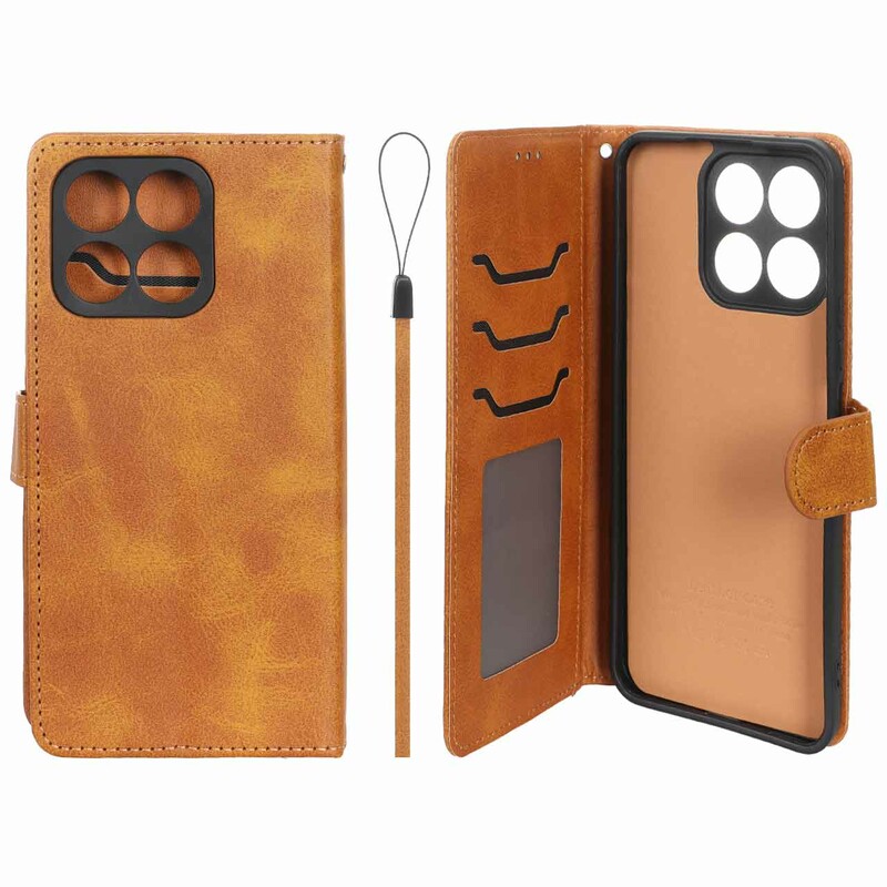 کیف موبایل مگنتی درجه یک داخل خز MNC Plus مدل Honor X8a - عسلی