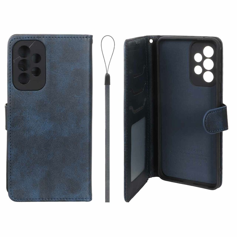 کیف موبایل مگنتی درجه یک داخل خز MNC Plus مدل Samsung Galaxy A33 - سرمه ای