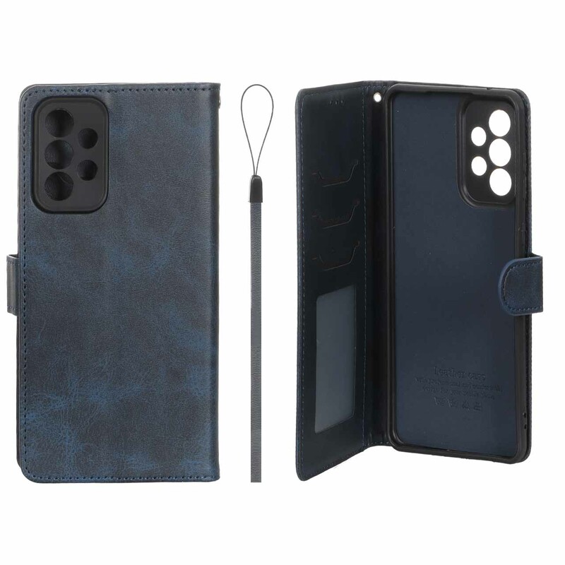 کیف موبایل مگنتی درجه یک داخل خز MNC Plus مدل Samsung Galaxy A73 - سرمه ای