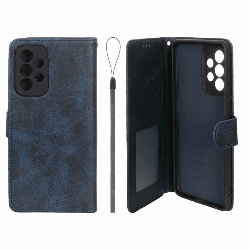 کیف موبایل مگنتی درجه یک داخل خز MNC Plus مدل Samsung Galaxy A53 - سرمه ای