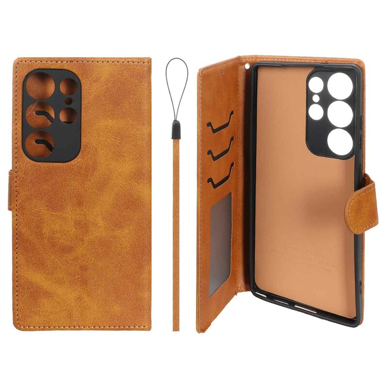 کیف موبایل مگنتی درجه یک داخل خز MNC Plus مدل Samsung Galaxy S25 Ultra - عسلی