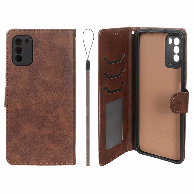 کیف موبایل مگنتی درجه یک داخل خز MNC Plus مدل Xiaomi Poco M3 - قهوه ای