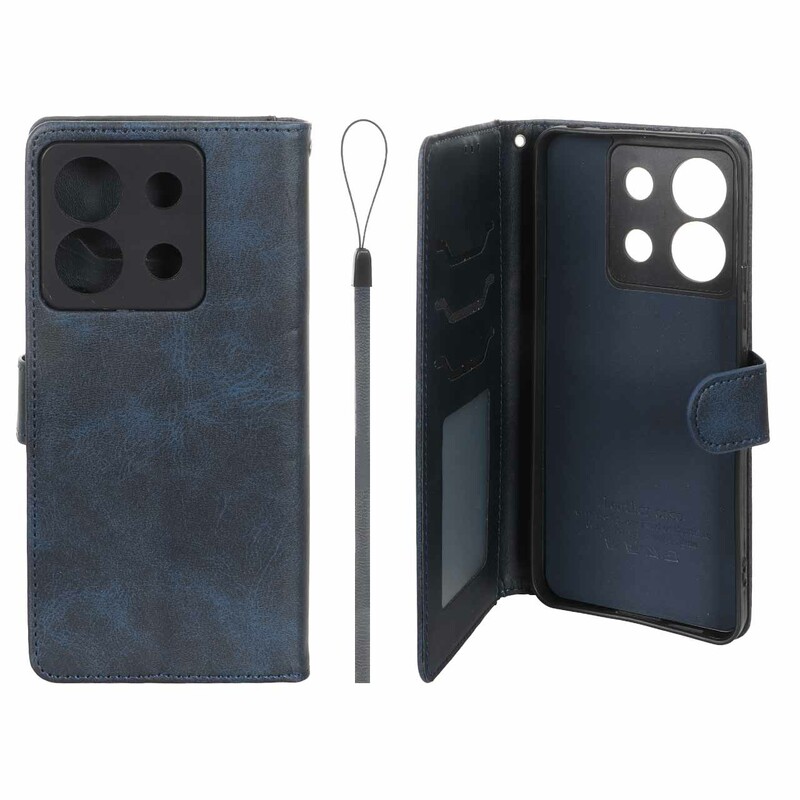 کیف موبایل مگنتی درجه یک داخل خز MNC Plus مدل Xiaomi Redmi Note 13 Pro 5G / Poco X6 5G - سرمه ای