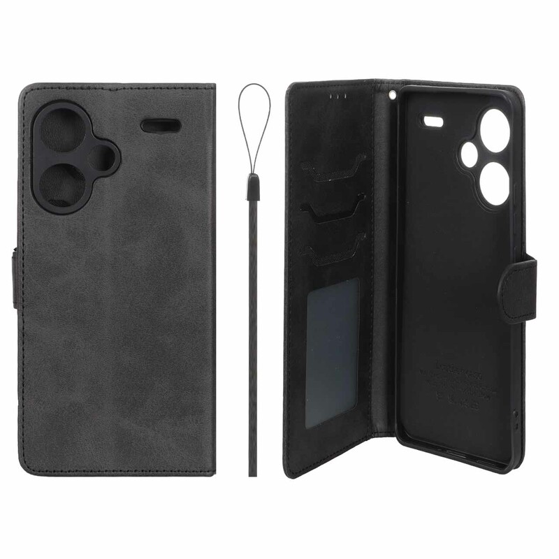 کیف موبایل مگنتی درجه یک داخل خز MNC Plus مدل Xiaomi Redmi Note 13 Pro Plus 5G - مشکی