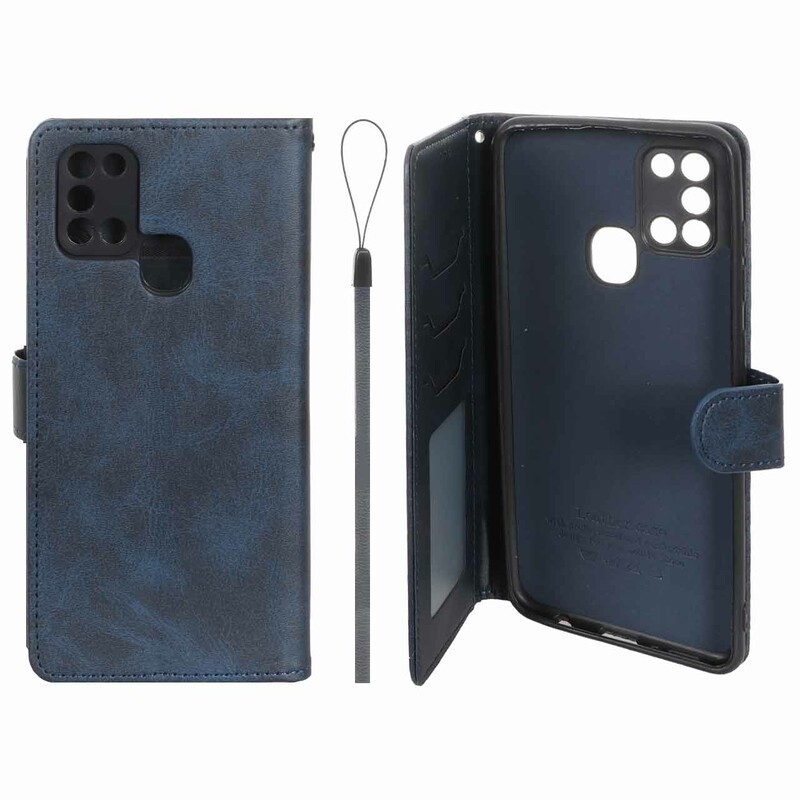 کیف موبایل مگنتی درجه یک داخل خز MNC Plus مدل Samsung Galaxy A21s - سرمه ای