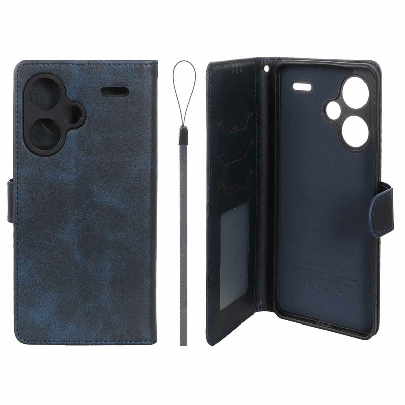 کیف موبایل مگنتی درجه یک داخل خز MNC Plus مدل Xiaomi Redmi Note 13 Pro Plus 5G - سرمه ای