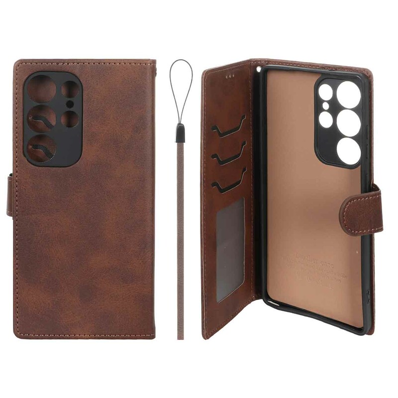 کیف موبایل مگنتی درجه یک داخل خز MNC Plus مدل Samsung Galaxy S25 Ultra - قهوه ای