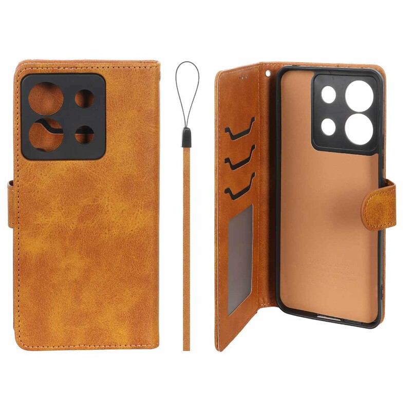 کیف موبایل مگنتی درجه یک داخل خز MNC Plus مدل Xiaomi Redmi Note 13 Pro 5G / Poco X6 5G - عسلی