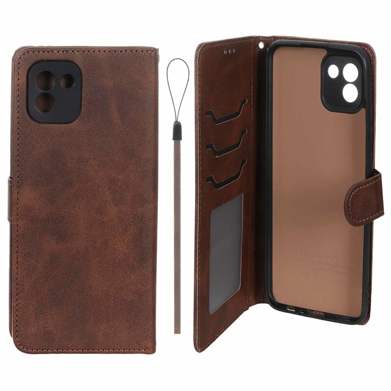 کیف موبایل مگنتی درجه یک داخل خز MNC Plus مدل Samsung Galaxy A03 - قهوه ای