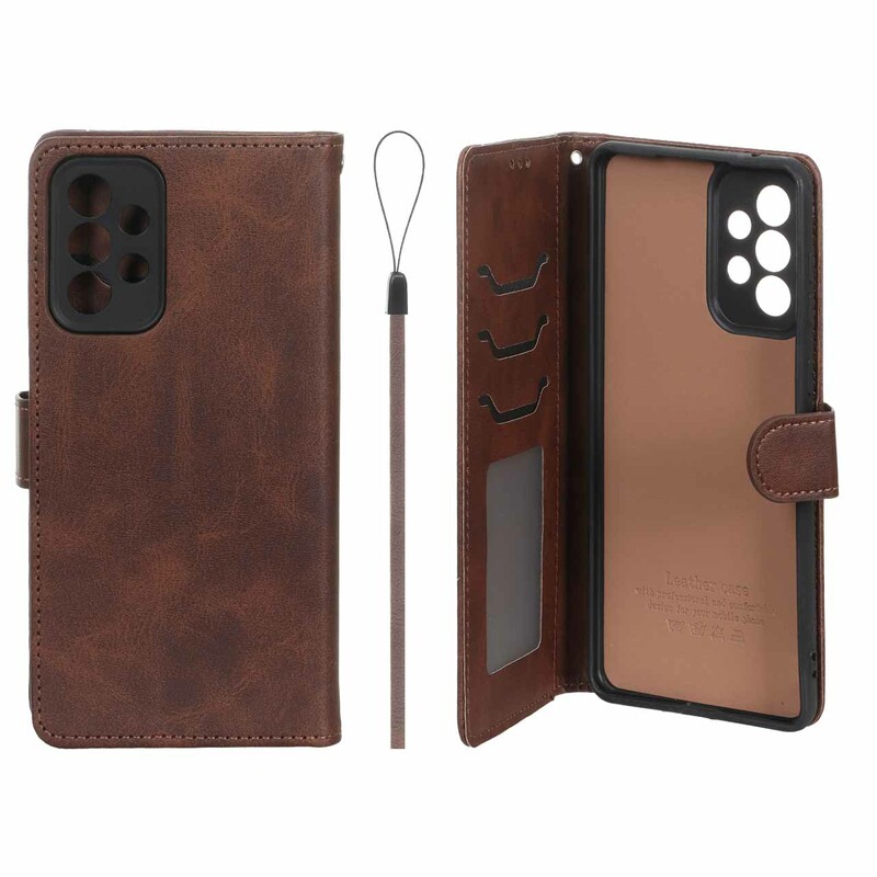 کیف موبایل مگنتی درجه یک داخل خز MNC Plus مدل Samsung Galaxy A73 - قهوه ای