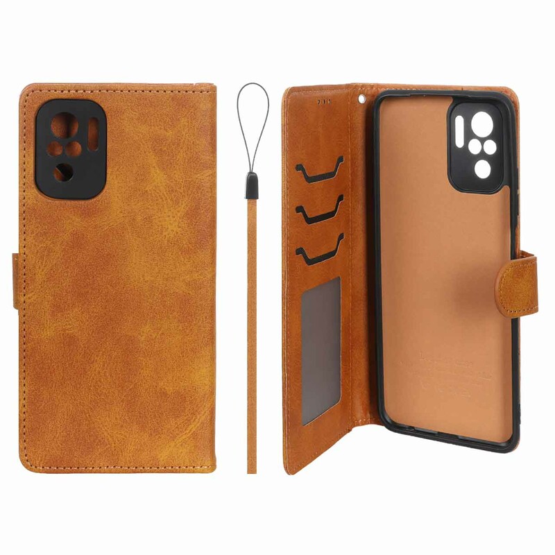 کیف موبایل مگنتی درجه یک داخل خز MNC Plus مدل Xiaomi Redmi Note 10 4G / Redmi Note 10S / Poco M5S - عسلی