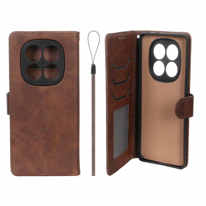 کیف موبایل مگنتی درجه یک داخل خز MNC Plus مدل Xiaomi Redmi Note 14 Pro 4G - قهوه ای