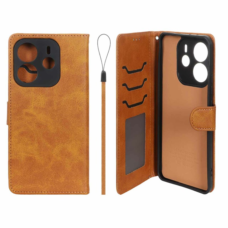 کیف موبایل مگنتی درجه یک داخل خز MNC Plus مدل Xiaomi Redmi Note 14 4G - عسلی