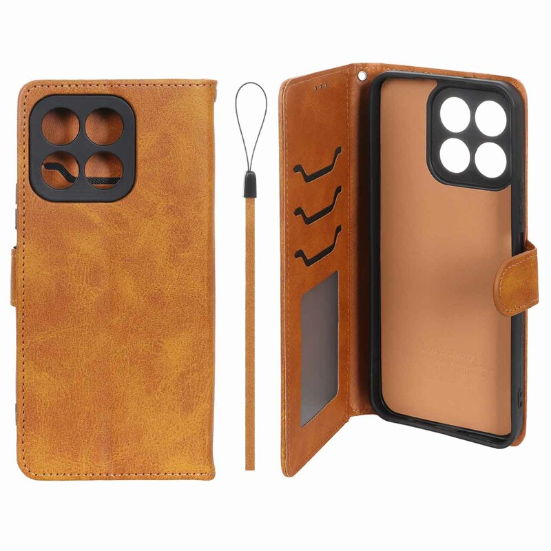 کیف موبایل مگنتی درجه یک داخل خز MNC Plus مدل Honor X6b - عسلی