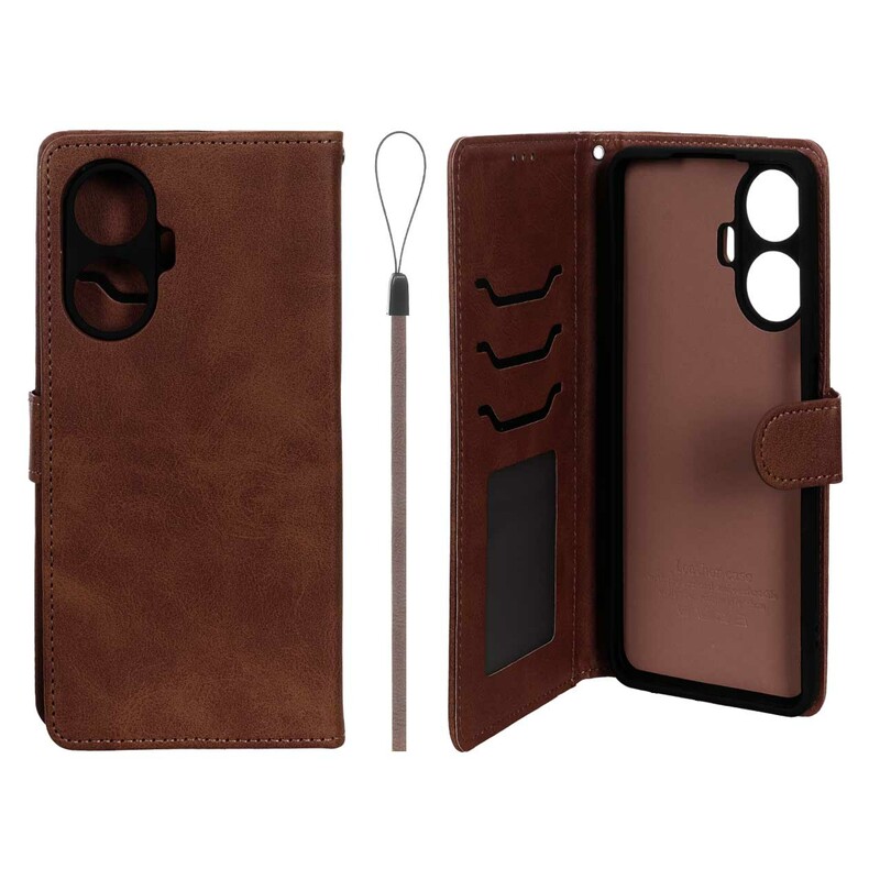 کیف موبایل مگنتی درجه یک داخل خز MNC Plus مدل Realme C55 - قهوه ای