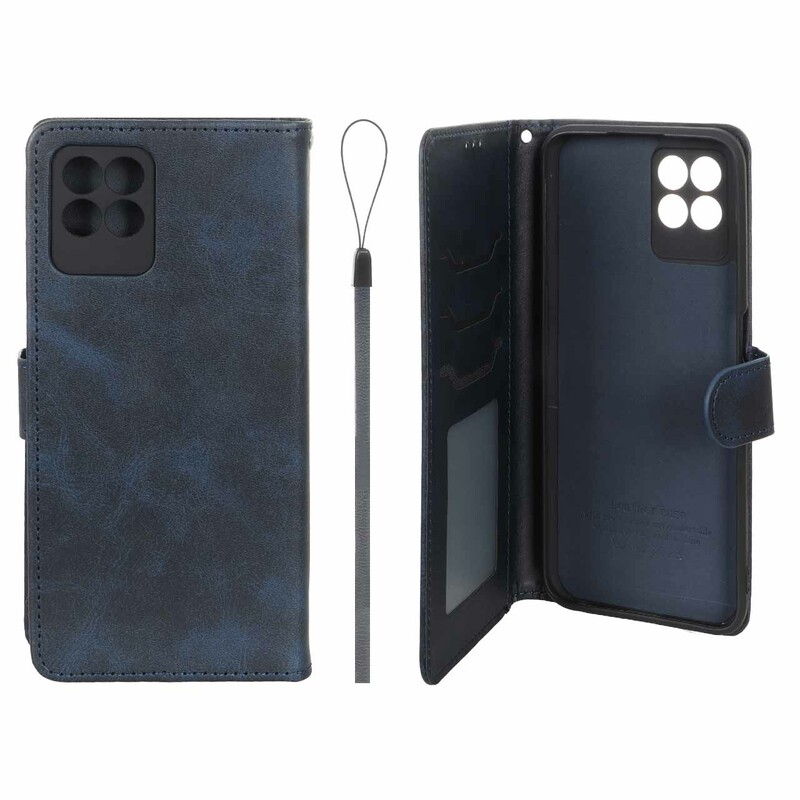 کیف موبایل مگنتی درجه یک داخل خز MNC Plus مدل Realme Narzo 50 - سرمه ای