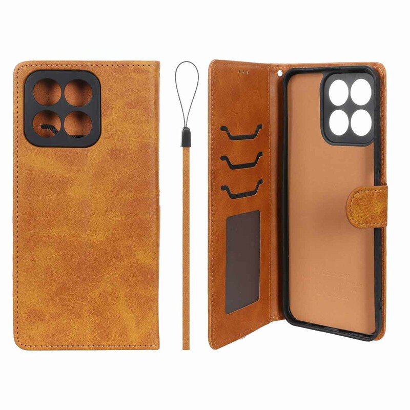 کیف موبایل مگنتی درجه یک داخل خز MNC Plus مدل Honor X7c - عسلی