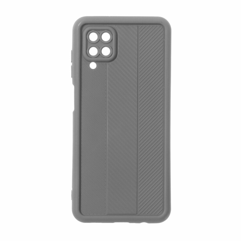قاب Solid Case طرح کربن هاشور دار Samsung Galaxy A12 / M12 / F12 - خاکستری