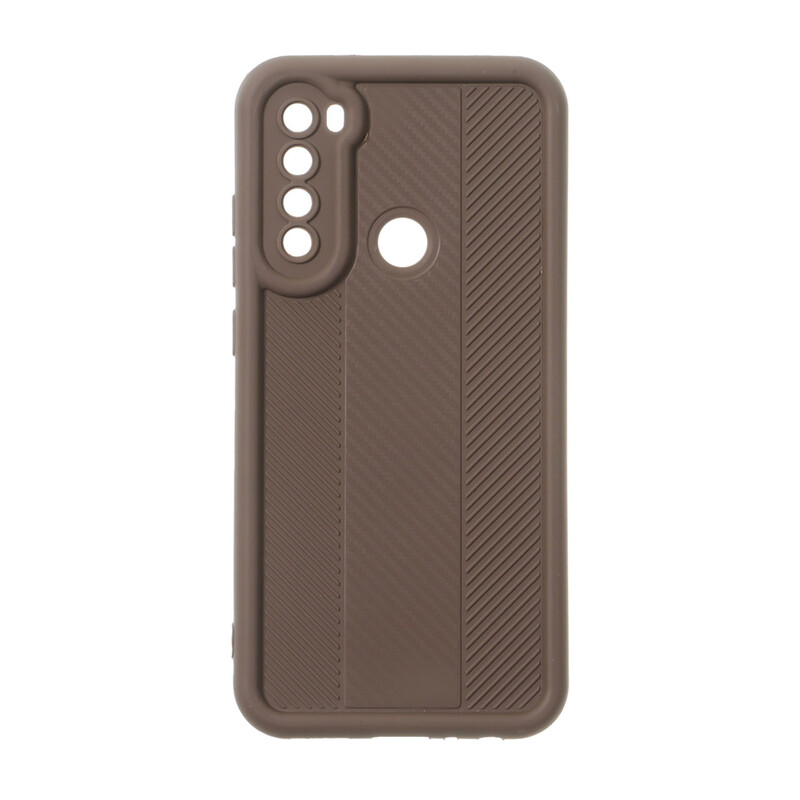 قاب Solid Case طرح کربن هاشور دار Xiaomi Redmi Note 8 - قهوه ای