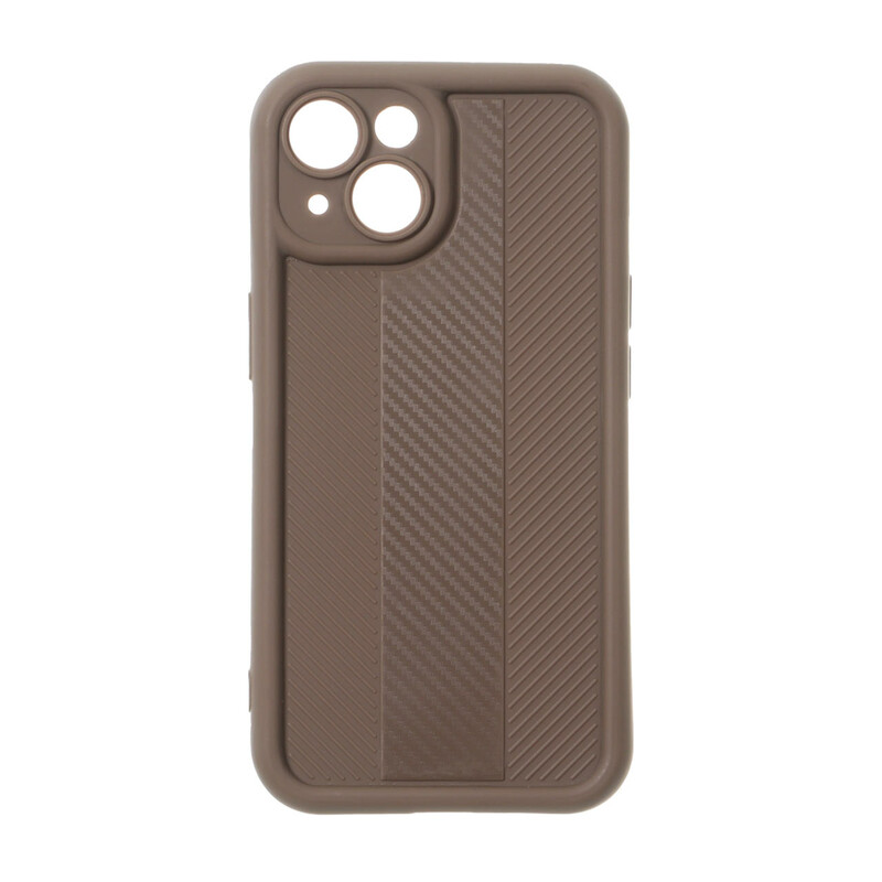 قاب Solid Case طرح کربن هاشور دار Apple iPhone 13 / iPhone 14 - قهوه ای
